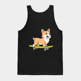 Dog as Skater with Skateboard Tank Top